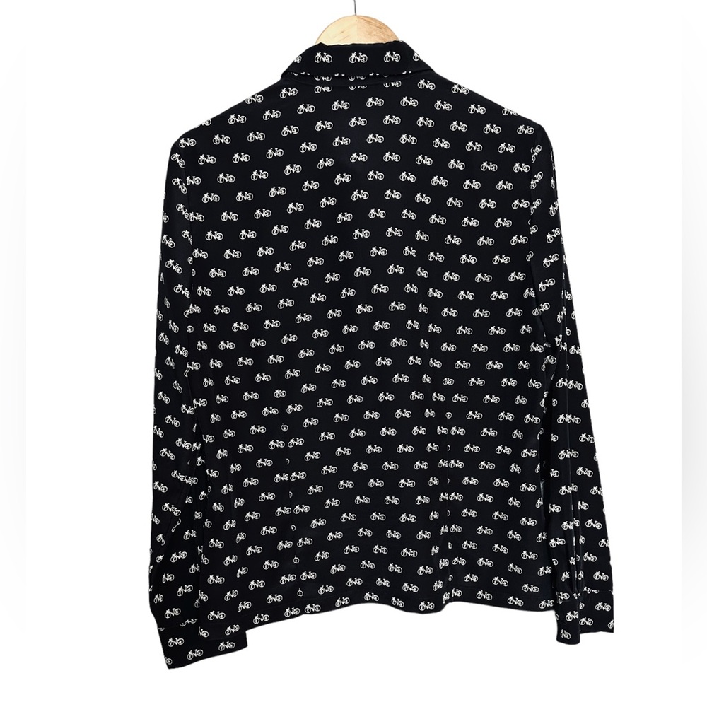 Josephine Chaus Bicycle Novelty Printed Blouse Long Sleeve Womens Size 10 - Picture 5 of 5